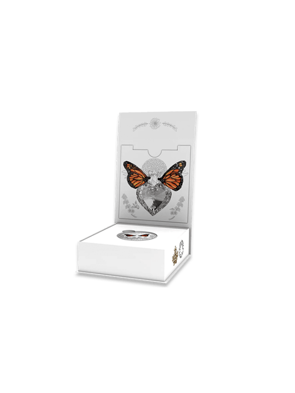 Celebration of Love – Pure Silver Coin made with Heart-Shaped Swarovski Crystal